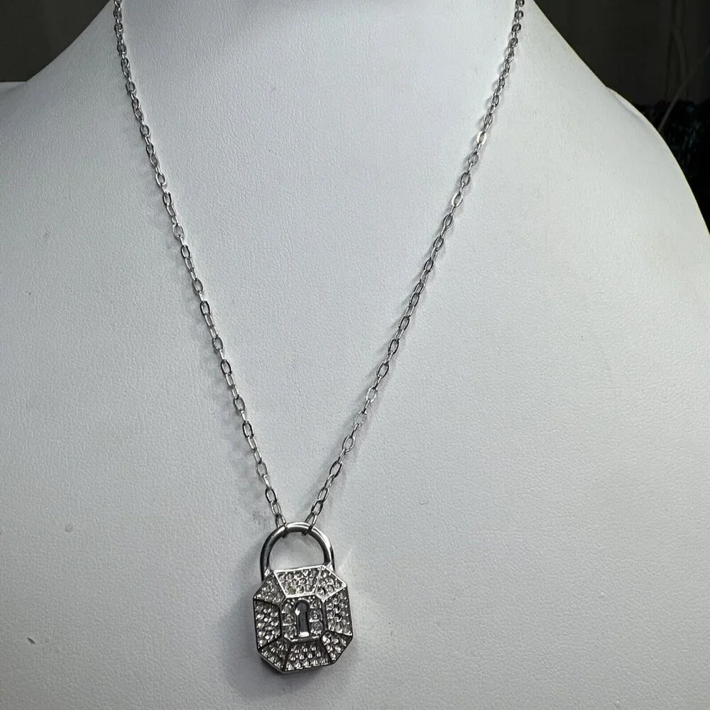 Vintage‎ Swarovski Lock Pendant Necklace/-/Ladies 33